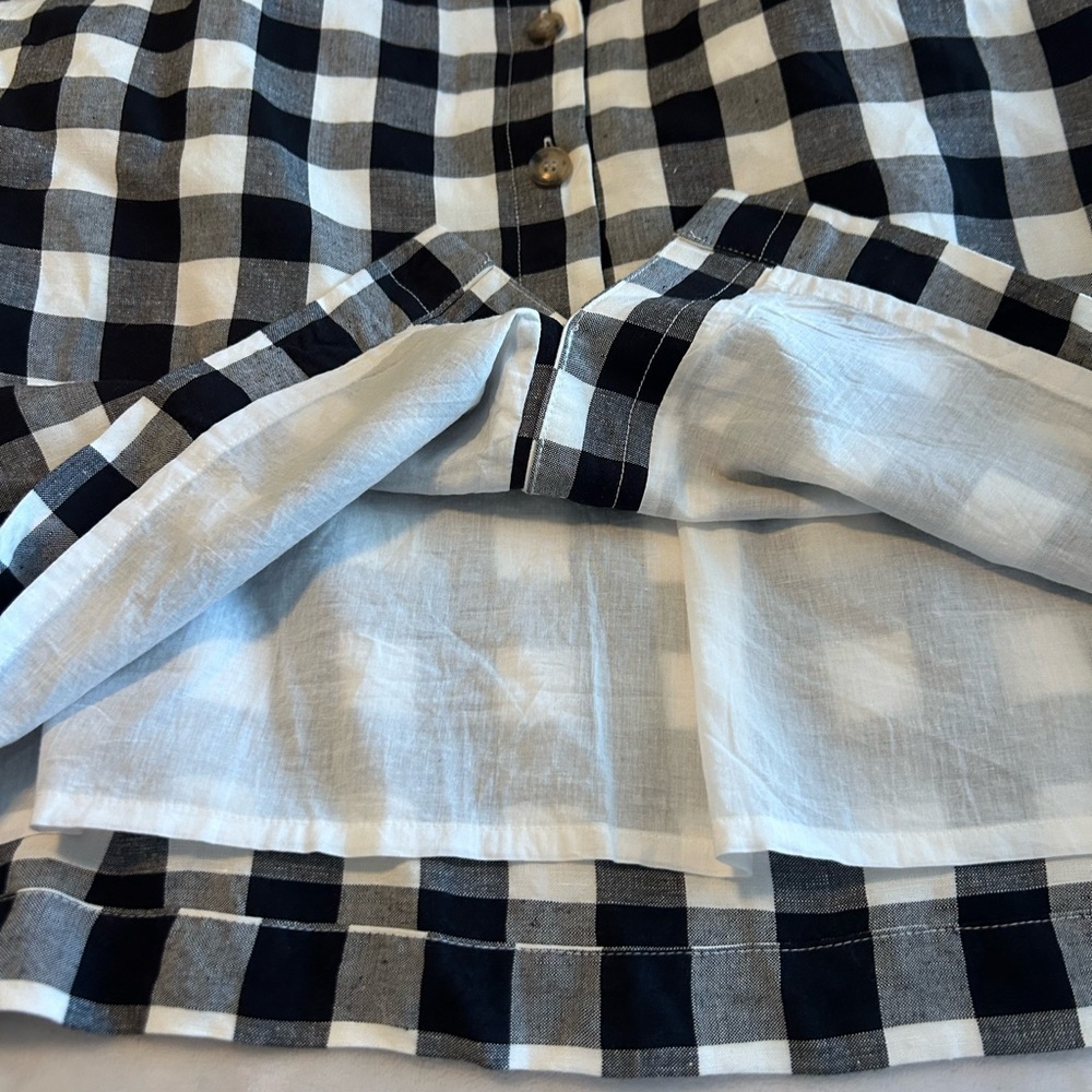 LOFT Black and White Plaid Midi Dress V Neck sz10 - Picture 8 of 11